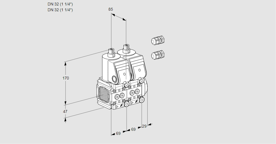 Клапан эл.магнитный сдвоенный VCS 2E32R/32R05FNNWR3/PPPP/PPPP