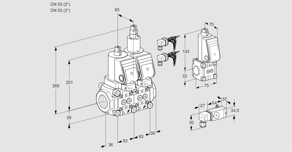 Клапан эл.магнитный сдвоенный VCS 3E50R/50R05NLWSR8/-3PP/PPBS