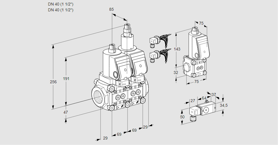 Клапан эл.магнитный сдвоенный VCS 2E40R/40R05NLWSR8/-3PP/PPBS