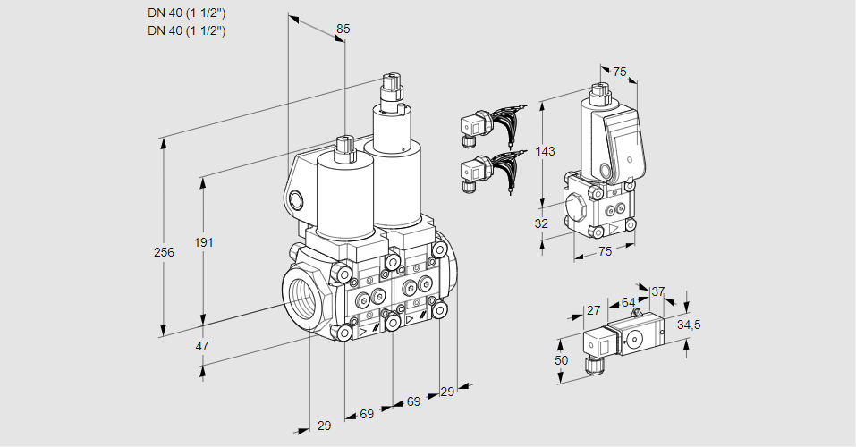 Клапан эл.магнитный сдвоенный VCS 2E40R/40R05NLWSL8/PPBS/-3PP