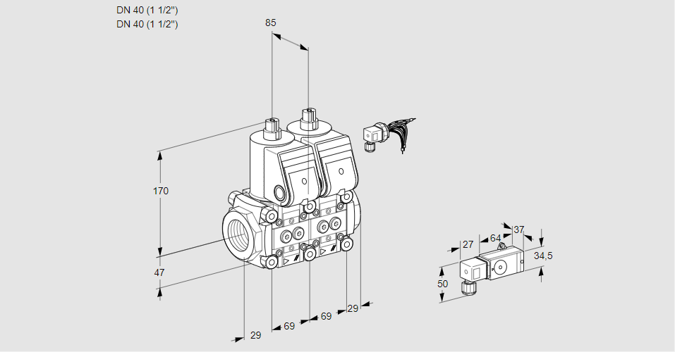 Клапан эл.магнитный сдвоенный VCS 2E40R/40R05NNWR/2--3/PPPP