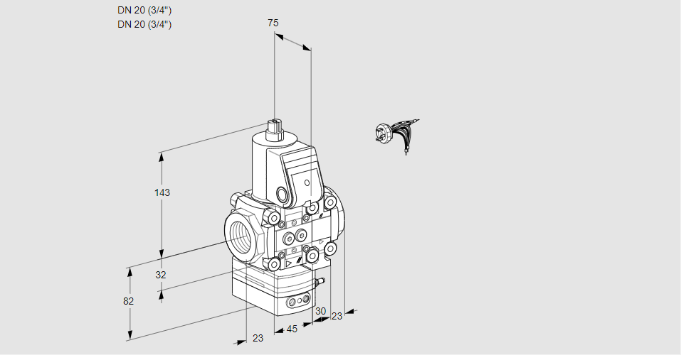 Регулятор соотношения газ/воздух 1:1  с эл.магнитным клапаном VAG 1E20R/20R05GEVWR/PP/PP