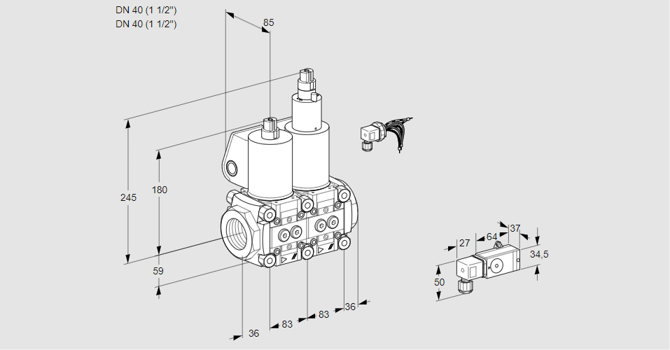 Клапан эл.магнитный сдвоенный VCS 3E40R/40R05NLWL/PPPP/2-PP