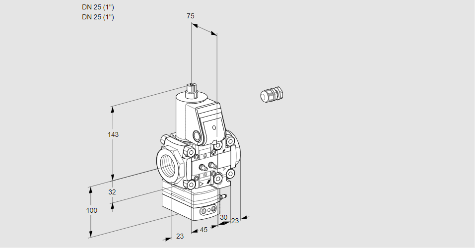 Регулятор расхода газа с эл.магнитным клапаном VAH 1E25R/25R05HEVWR/MM/PP