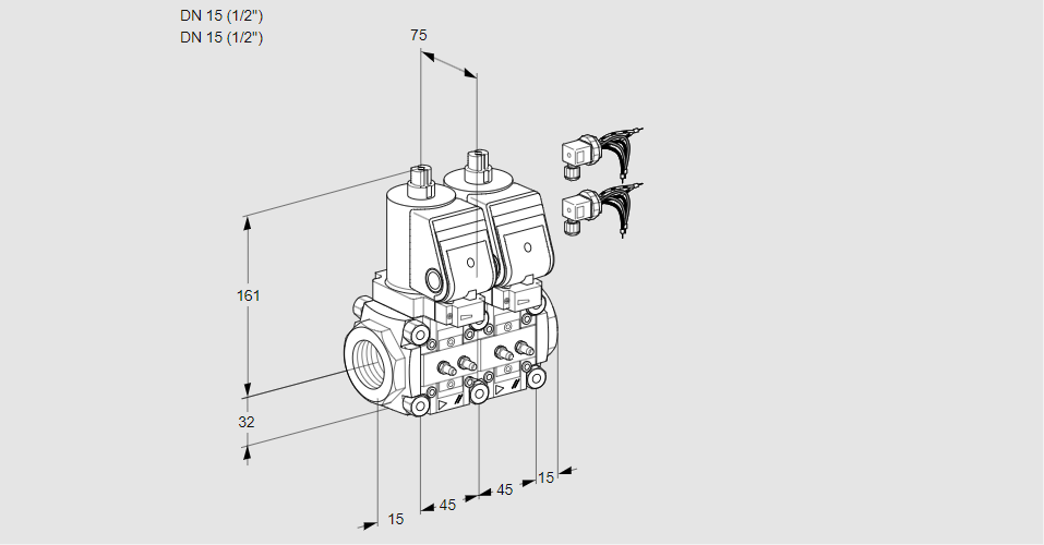 Клапан эл.магнитный сдвоенный VCS 1E15R/15R05NNWGR8/MMMM/PPPP