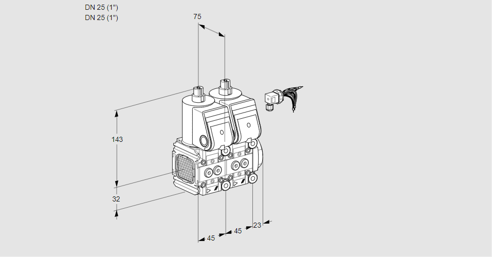 Клапан эл.магнитный сдвоенный VCS 1E25R/25R05FNNWR/PPPP/PPPP