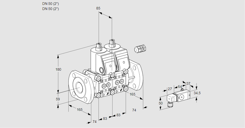 Клапан эл.магнитный сдвоенный VCS 3E50F/50F05NNWR/PPPP/-3PP