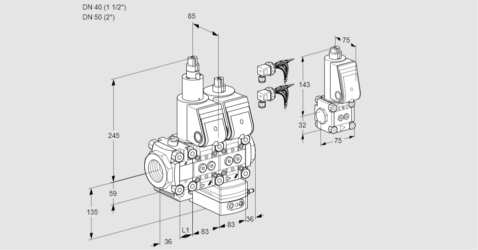 Регулятор давления с двумя эл.магнитными клапанами VCD 3E40R/50R05FLD-50WR6/PPPP/PPZS