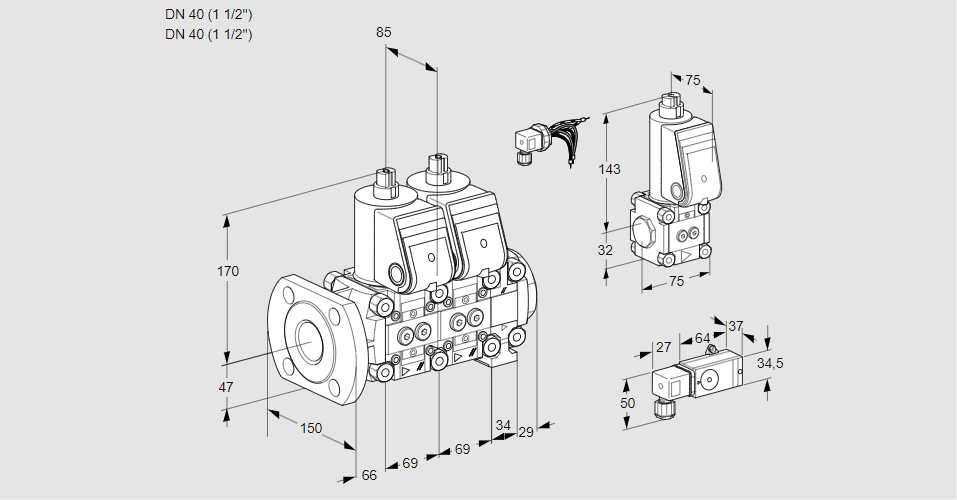 Клапан эл.магнитный сдвоенный VCS 2E40F/40R05NNVWR/-5PP/ZSPP