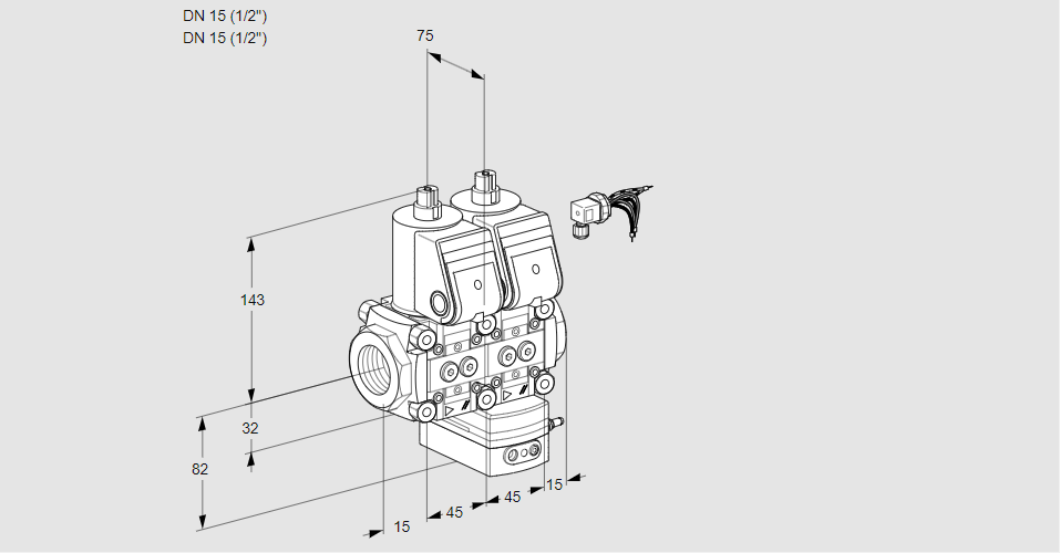 Регулятор соотношения газ/воздух с двумя эл.магнитными клапанами VCG 1E15R/15R05NGEWR/PPPP/MMPP