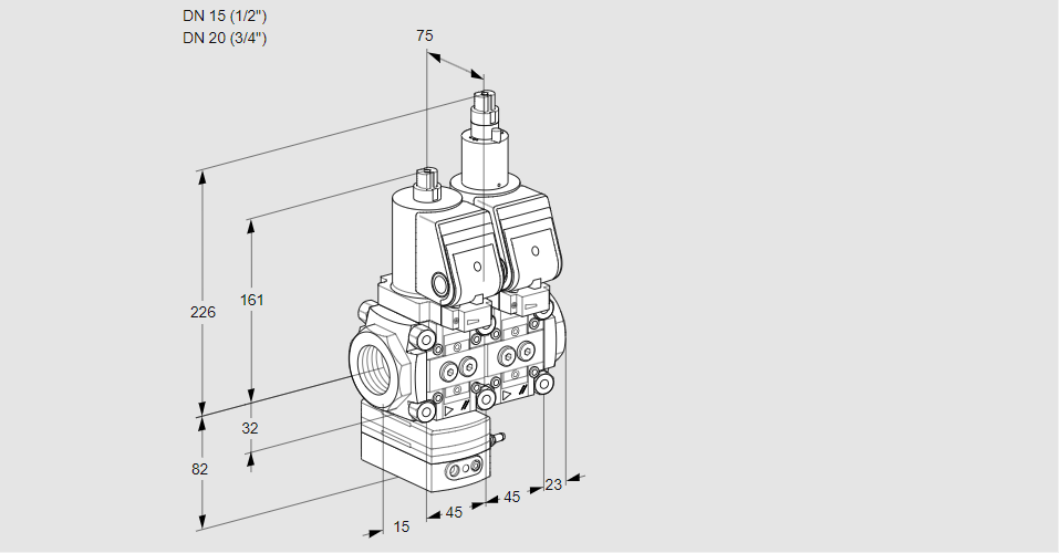Регулятор давления с двумя эл.магнитными клапанами VCD 1T15N/20N05D-100LQSR/PPPP/PPPP