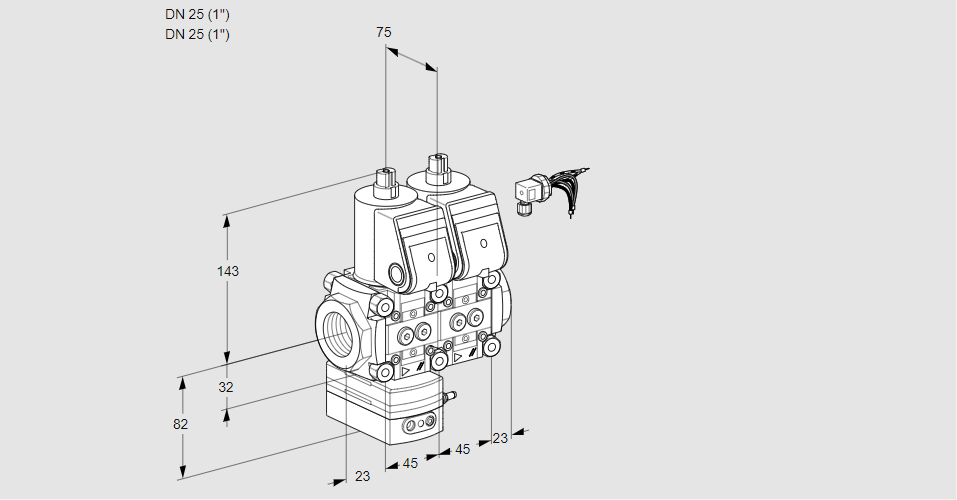 Регулятор давления с двумя эл.магнитными клапанами VCD 1E25R/25R05D-100NWR/PPPP/PPPP