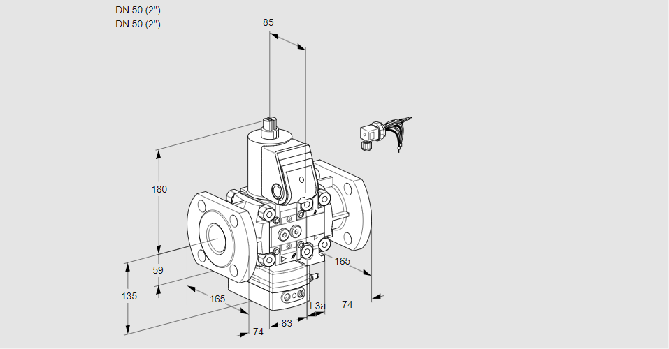 Регулятор соотношения газ/воздух 1:1  с эл.магнитным клапаном VAG 3E50F/50F05GEVWR/PP/PP