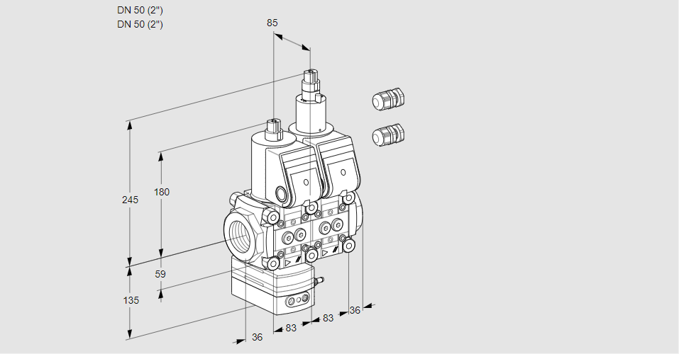 Регулятор давления с двумя эл.магнитными клапанами VCD 3E50R/50R05D-100LWR3/PPPP/PPPP
