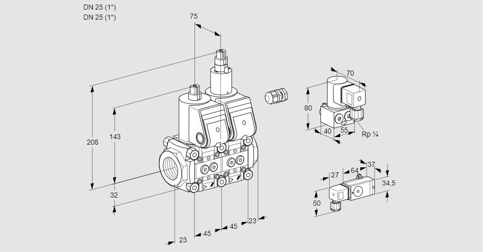 Клапан эл.магнитный сдвоенный VCS 1E25R/25R05NLWR/-3PP/PPZY