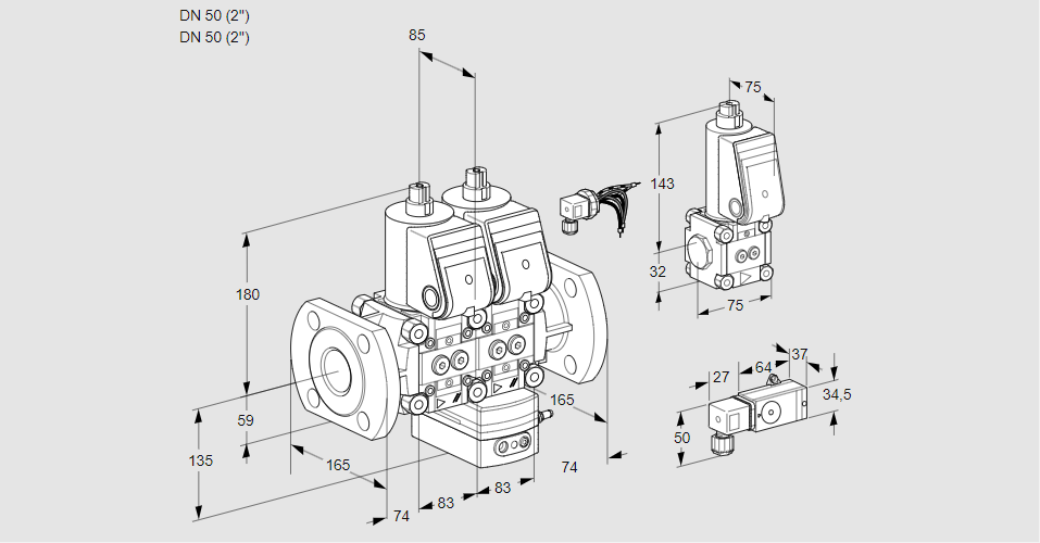 Регулятор давления с двумя эл.магнитными клапанами VCD 3E50F/50F05ND-50WR/3-PP/PPZS