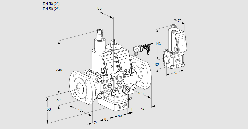Регулятор расхода с двумя эл.магнитными клапанами VCH 3E50F/50F05LHEVWR/PPPP/PPZS