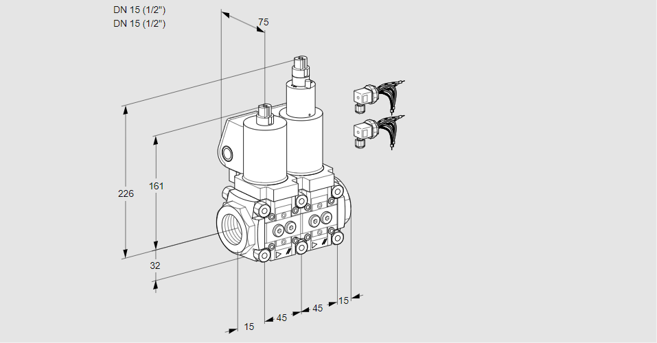 Клапан эл.магнитный сдвоенный VCS 1E15R/15R05NLKGL8/PPPP/PPPP
