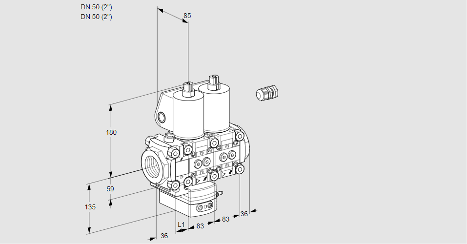 Регулятор давления с двумя эл.магнитными клапанами VCD 3E50R/50R05FD-25NWL/PPPP/MMPP