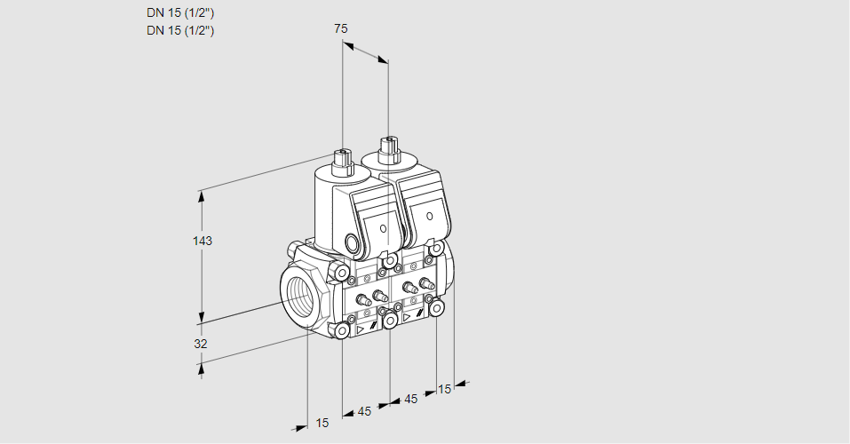 Клапан эл.магнитный сдвоенный VCS 1E15R/15R05NNWR/MMMM/PPPP