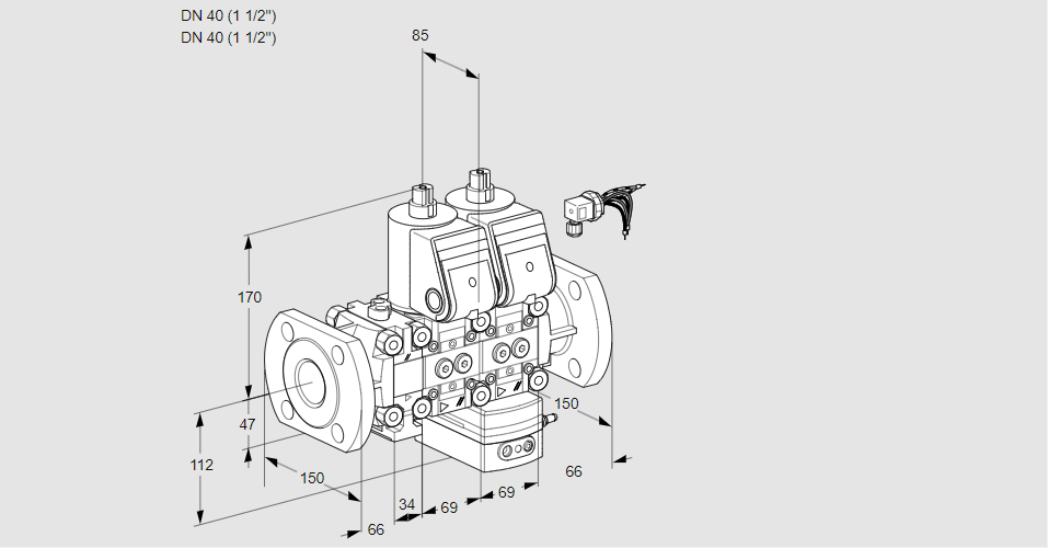 Регулятор соотношения газ/воздух с двумя эл.магнитными клапанами VCG 2E40F/40F05FNGEKR/PPPP/PPPP