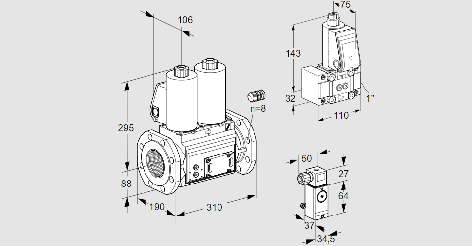 Клапан эл.магнитный сдвоенный VCS 780F05NNWL3E/P3Z-/4-MP