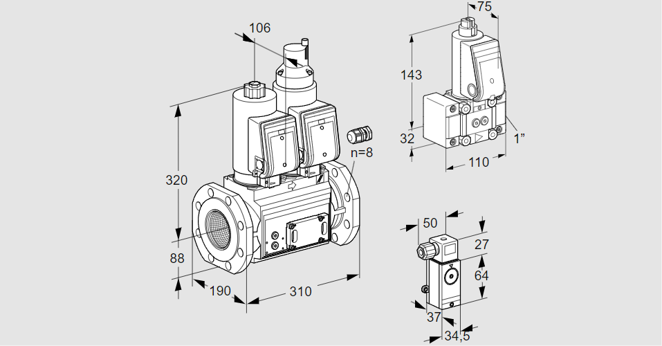 Клапан эл.магнитный сдвоенный VCS 780F05NLWSR3E/P3B-/PPZ-