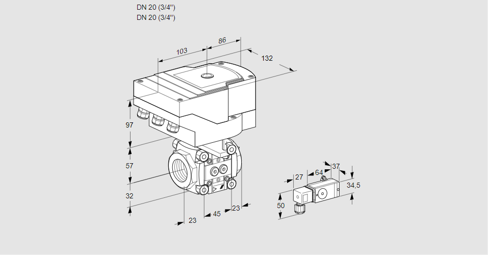 Линейный регулятор расхода газа с сервоприводом IFC 120/20R05-08-2PP/20-60W3T-I