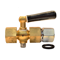 06253215040 Кран трехходовой с фторопластовым уплотнением G1/2" x G1/2" в-в с плавающей гайкой