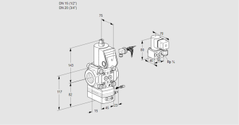 Регулятор соотношения газ/воздух 1:1  с эл.магнитным клапаном VAG 115/20R/NWAE купить в компании ГАЗПРИБОР