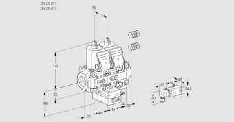 Регулятор соотношения газ/воздух с двумя эл.магнитными клапанами VCV 1E25R/25R05NVKVWR3/PPPP/2-PP купить в компании ГАЗПРИБОР