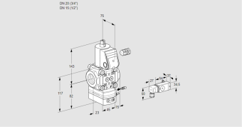 Регулятор соотношения газ/воздух 1:1  с эл.магнитным клапаном VAG 120/15R/NWBE купить в компании ГАЗПРИБОР